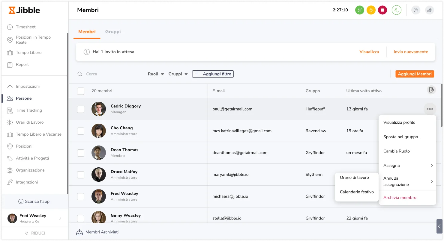 People settings unassign member